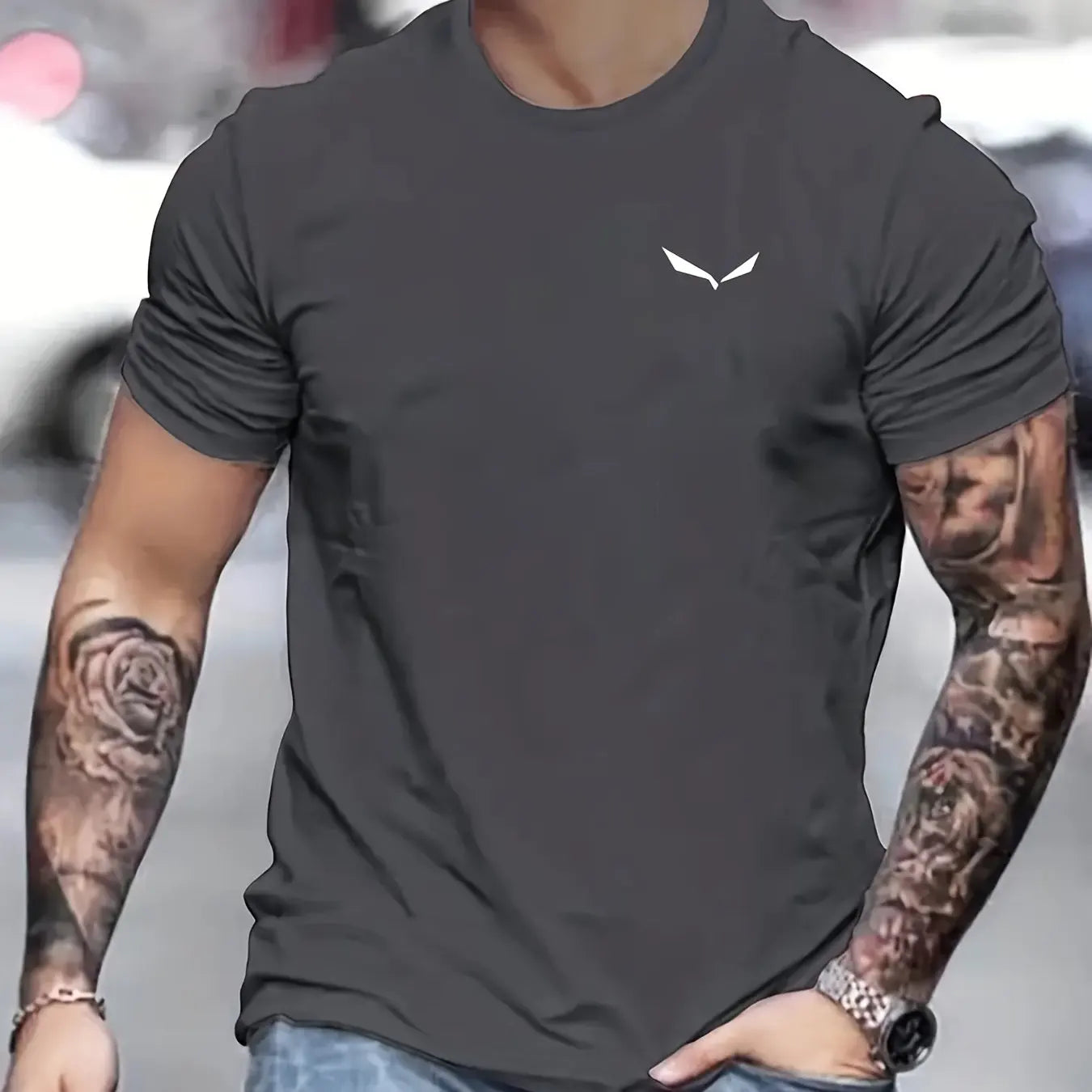 VaultHaus men's summer cotton t-shirt in dark gray perfect for casual and stylish summer outfits