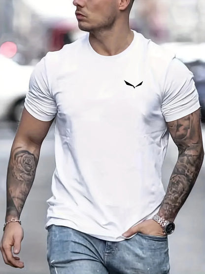 Stylish men's summer cotton t-shirt in white with logo, perfect for warm weather casual wear