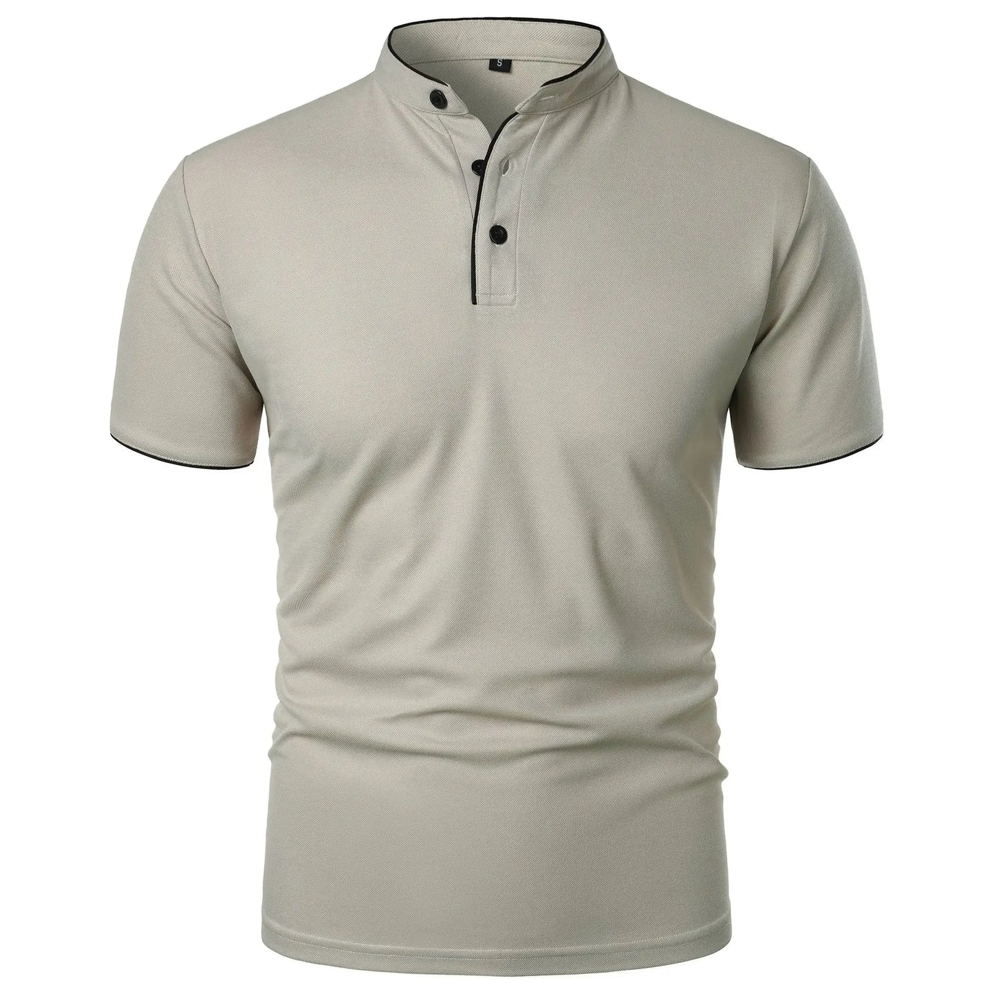 VaultHaus men's summer polo shirts in light beige with a stylish buttoned collar