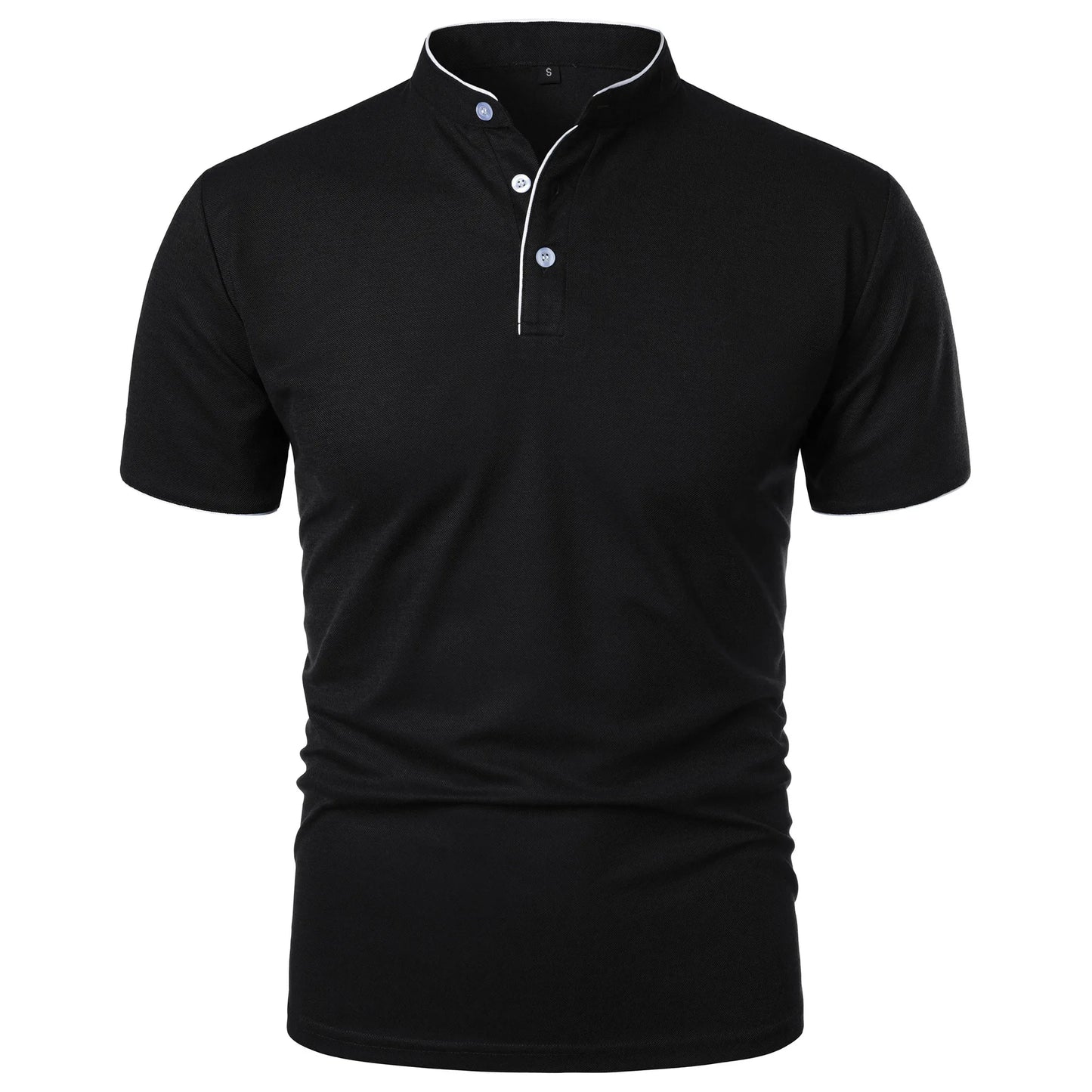 Stylish black men's summer polo shirts with a modern collar design for casual wear