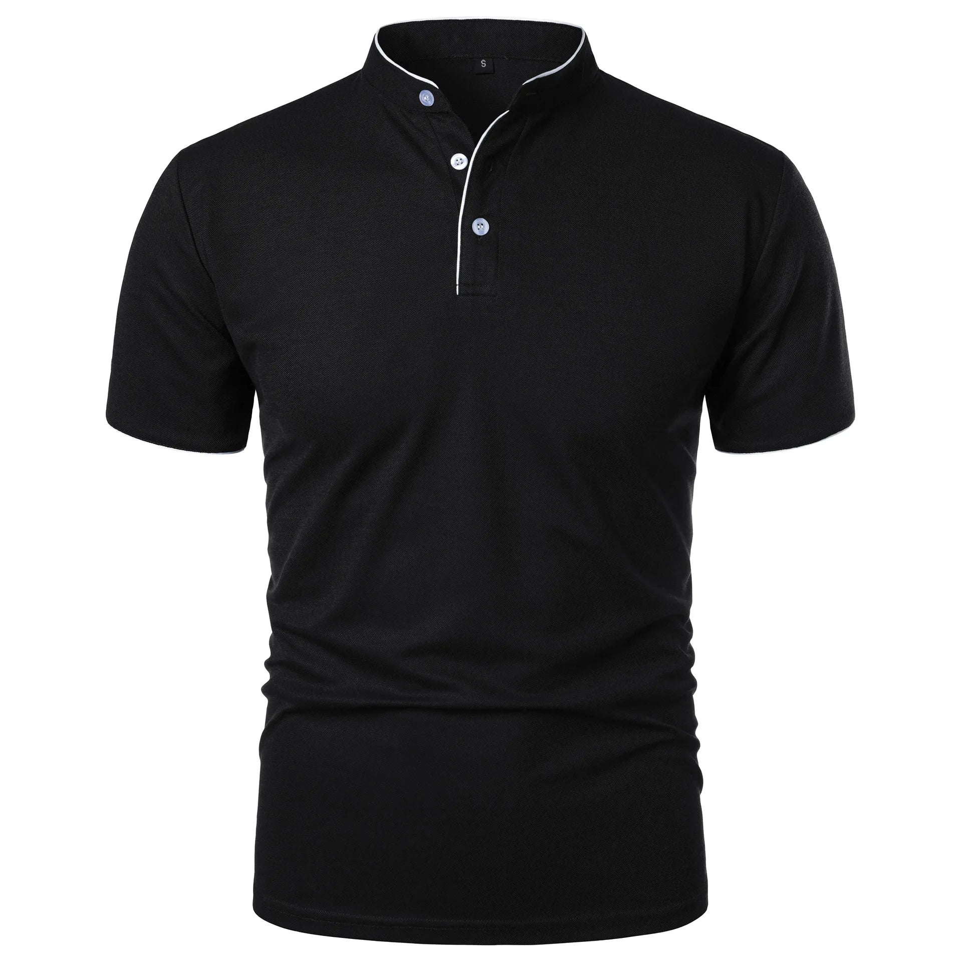 Stylish black men's summer polo shirts with a modern collar design for casual wear