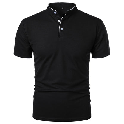 Stylish black men's summer polo shirts with a modern collar design for casual wear