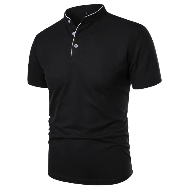 VaultHaus men's summer polo shirts in black with a stylish collar and short sleeves