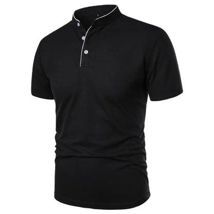 VaultHaus men's summer polo shirts in black with a stylish collar and short sleeves