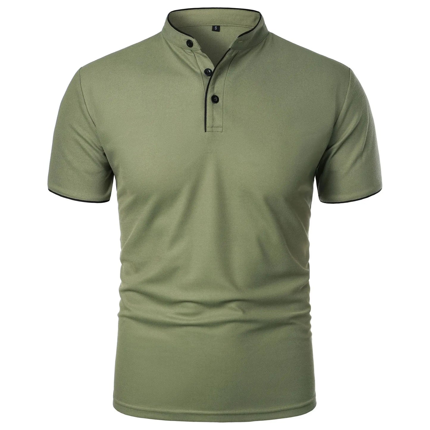 VaultHaus Men's Summer Polo Shirts in Olive Green with Short Sleeves and Button Details