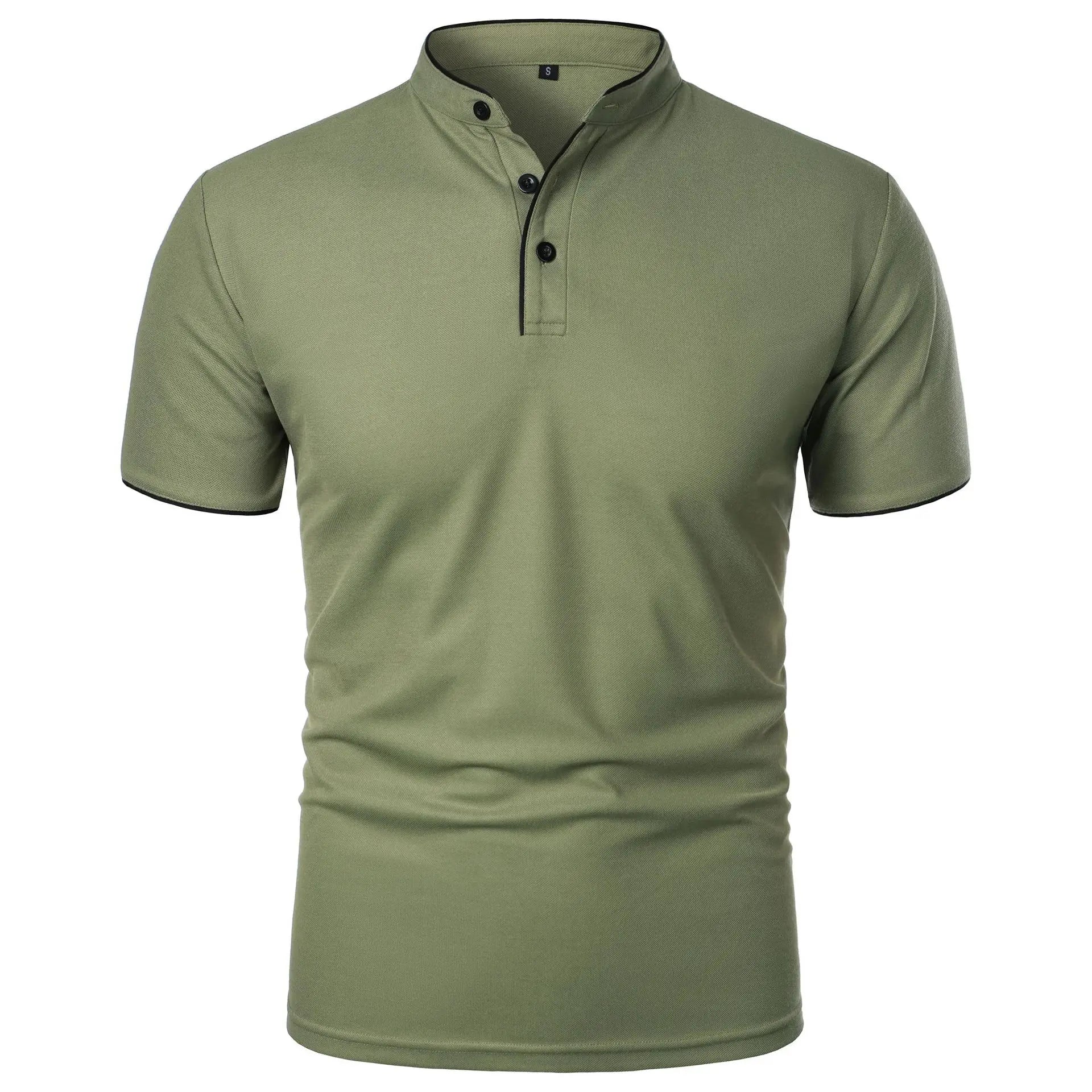 VaultHaus Men's Summer Polo Shirts in Olive Green with Short Sleeves and Button Details