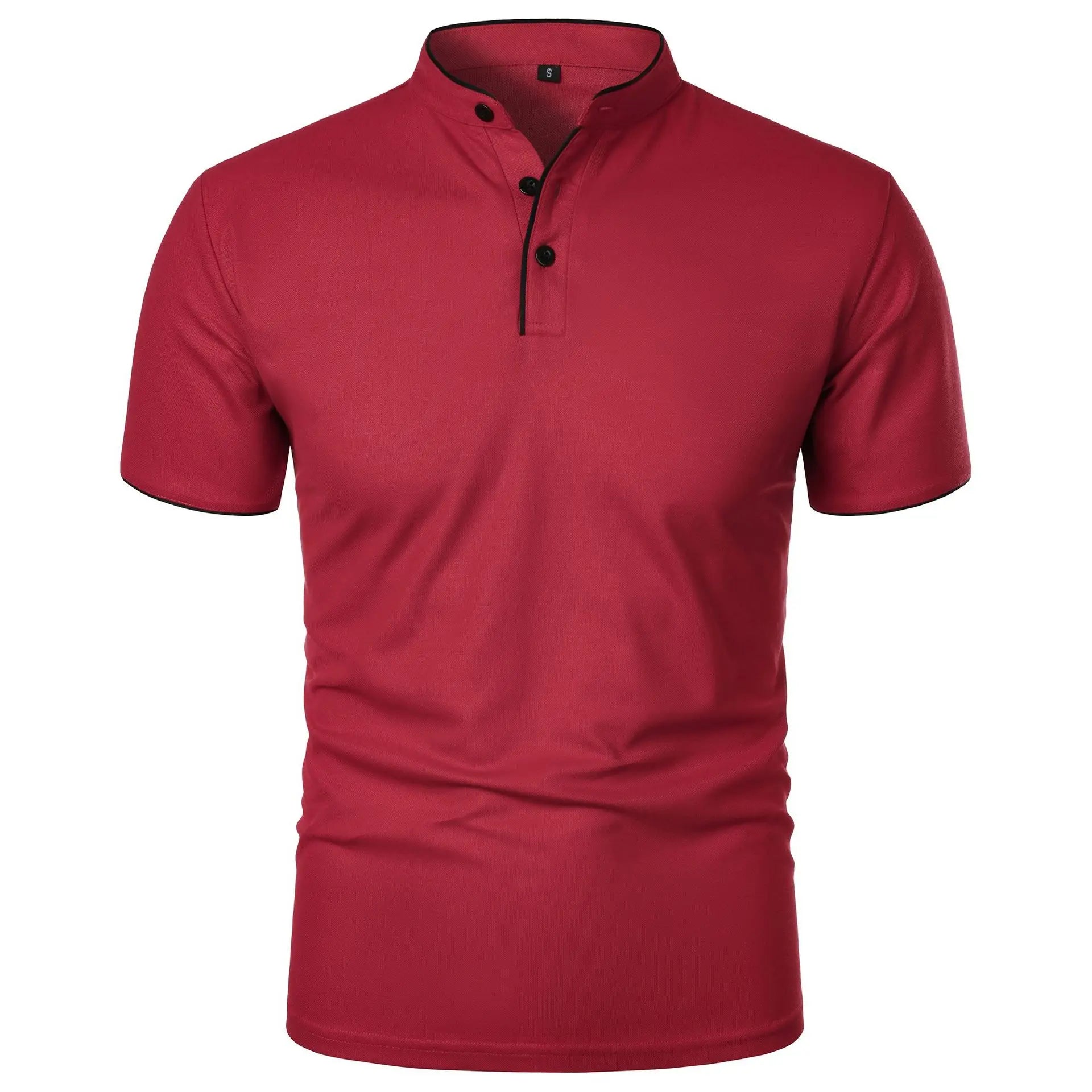 VaultHaus men's summer polo shirts in red with a stylish button-up collar for casual wear