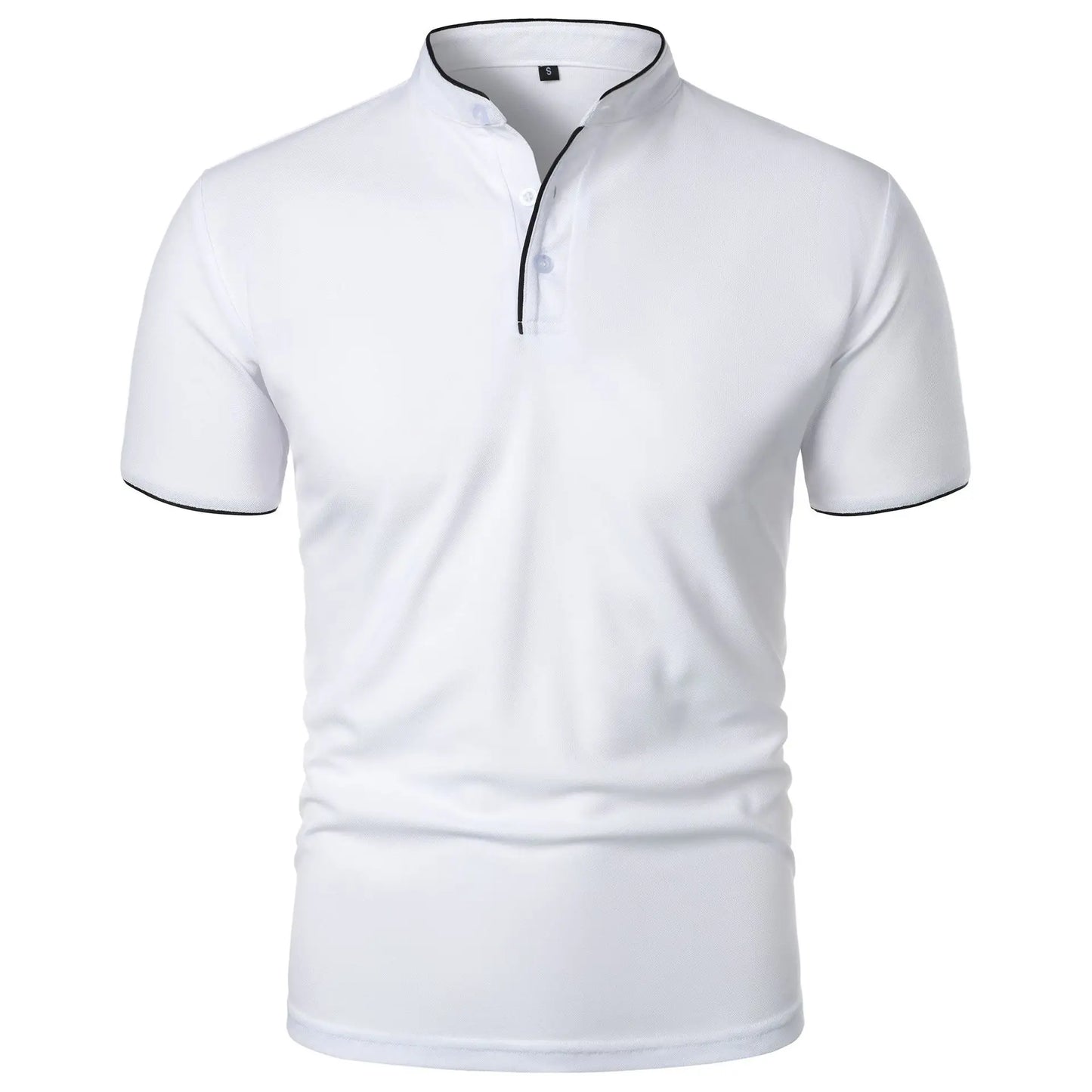 VaultHaus men's summer polo shirts in white with a stylish collar and contrast trim