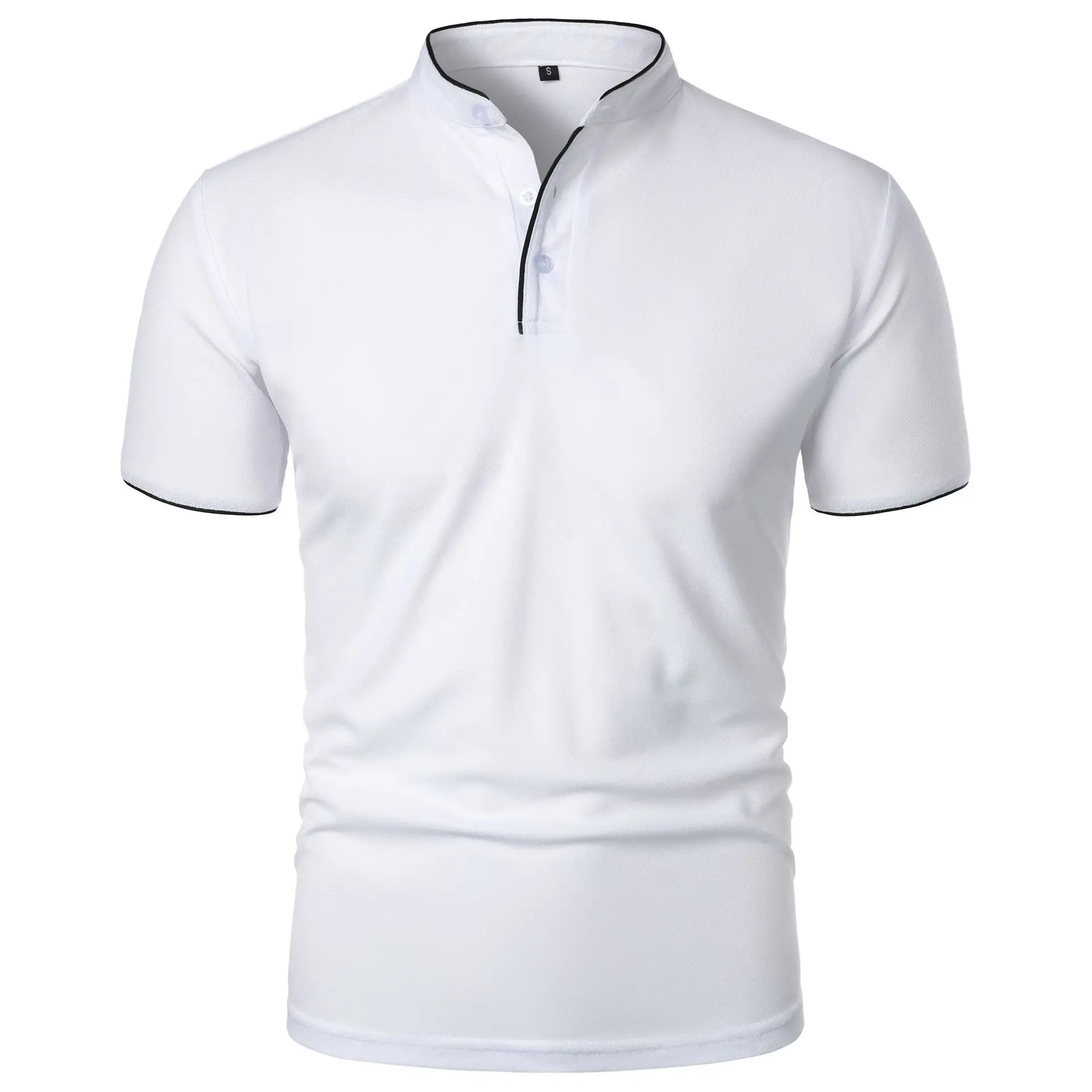 VaultHaus men's summer polo shirts in white with a stylish collar and contrast trim