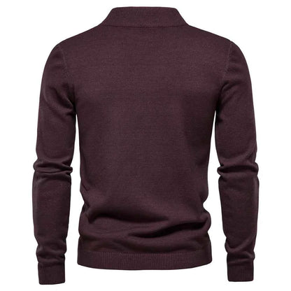 Back view of VaultHaus men's winter pullover sweater in deep burgundy for stylish warmth