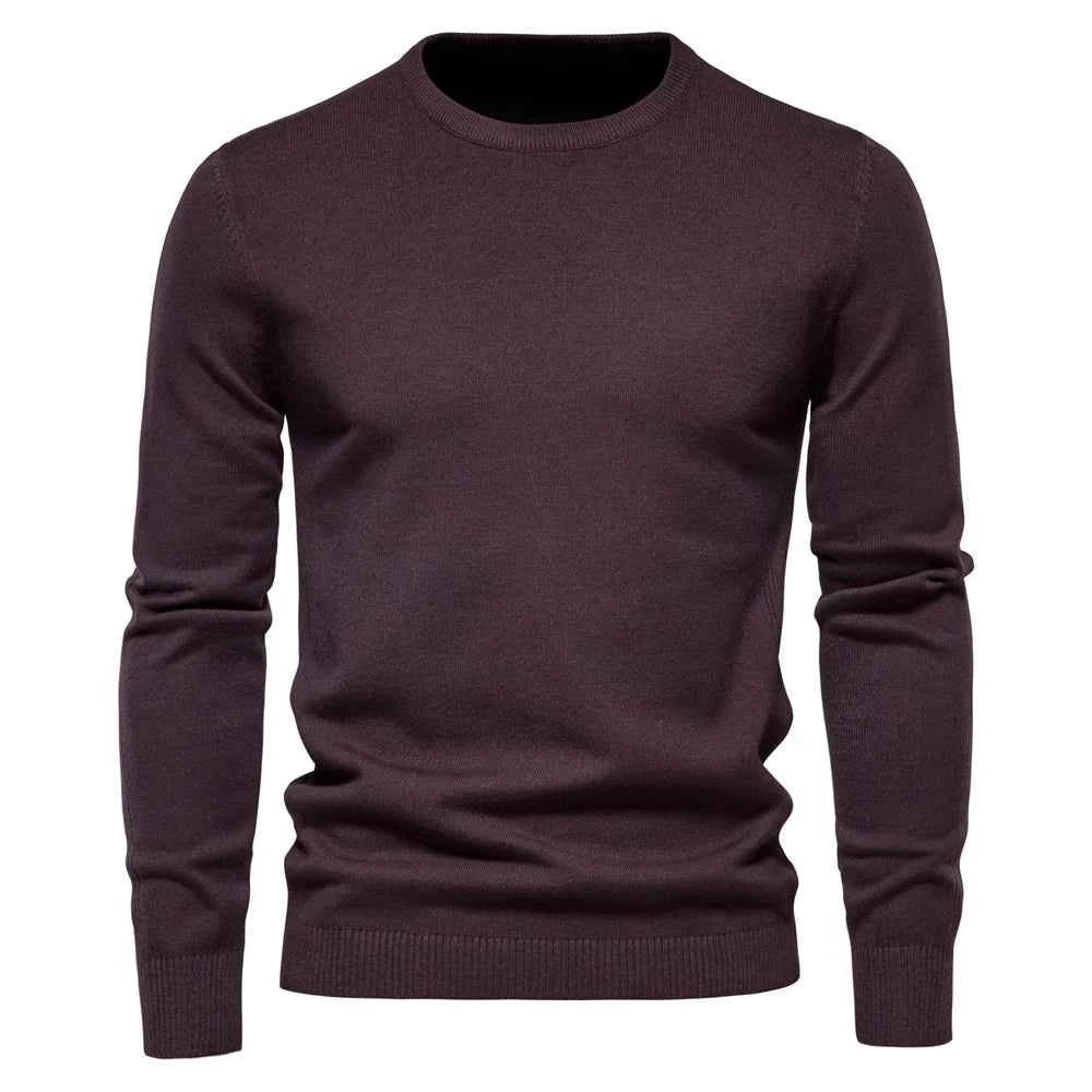 VaultHaus men's winter pullover sweater in rich burgundy for warmth and comfort during the colder months
