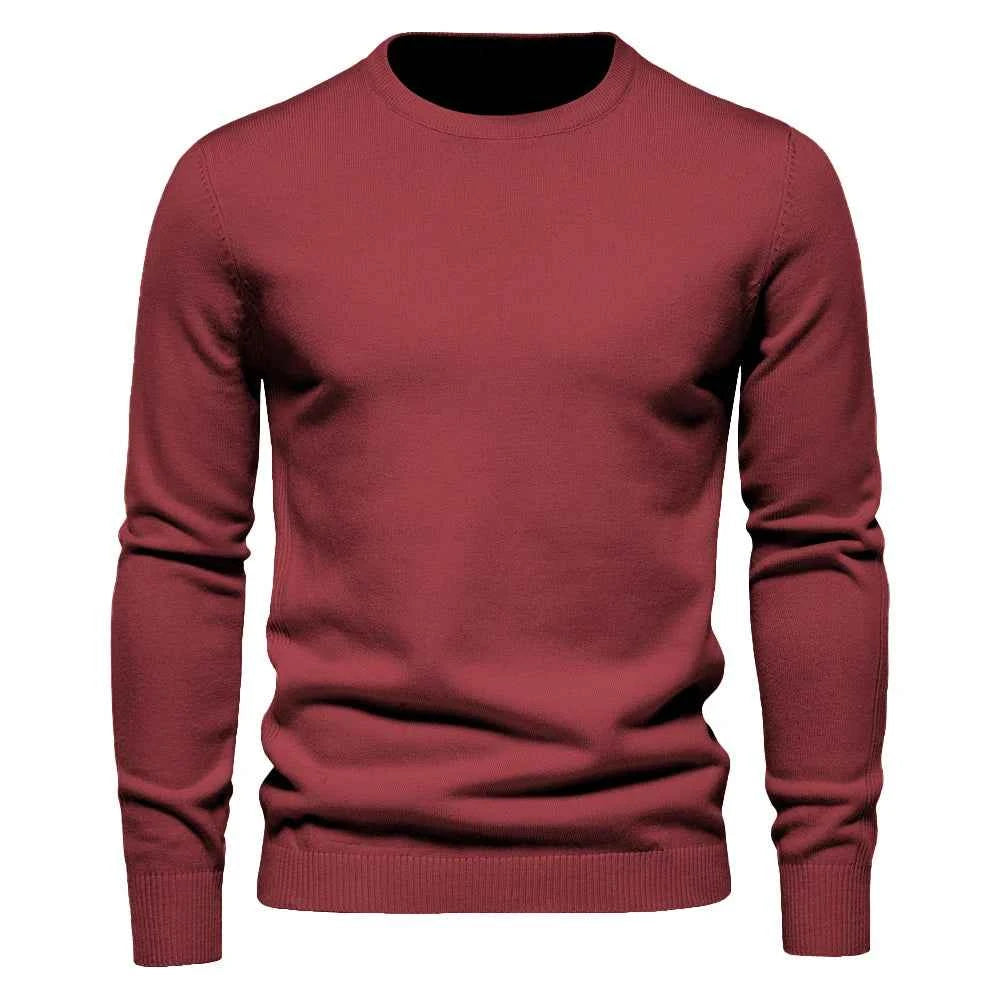 VaultHaus Men's Winter Pullover Sweater in Burgundy, perfect for cold weather layering
