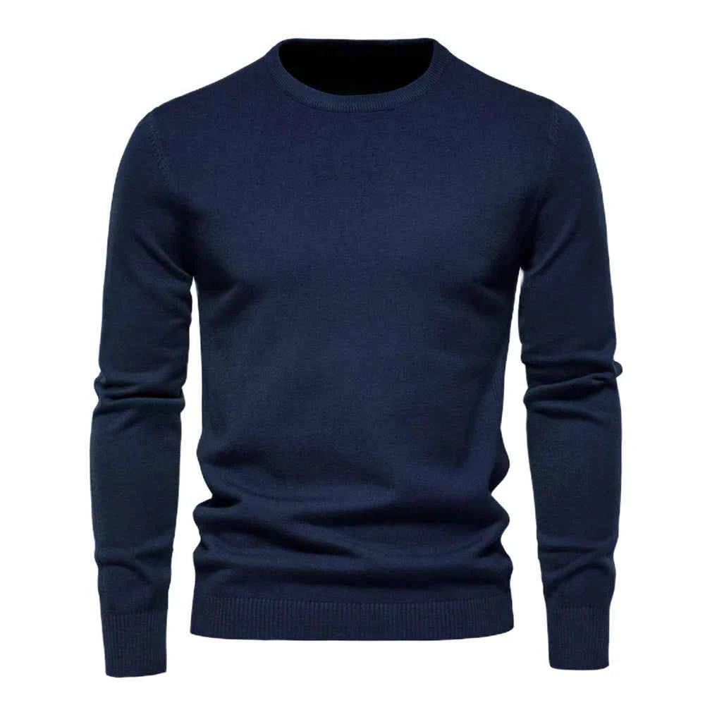VaultHaus men's winter pullover sweater in navy, perfect for stylish warmth during colder months