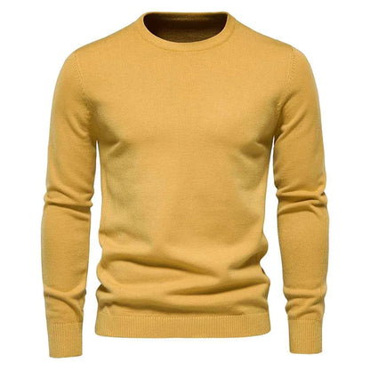 VaultHaus men's winter pullover sweater in mustard yellow for stylish and warm layering.