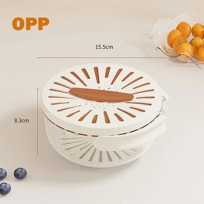 VaultHaus multi-function fruit and vegetable strainer basket in white with handle and 15.5cm diameter