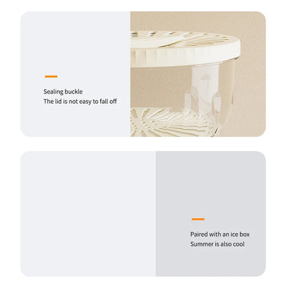 Close-up of VaultHaus multi-function fruit and vegetable strainer basket with secure sealing buckle and ice box feature