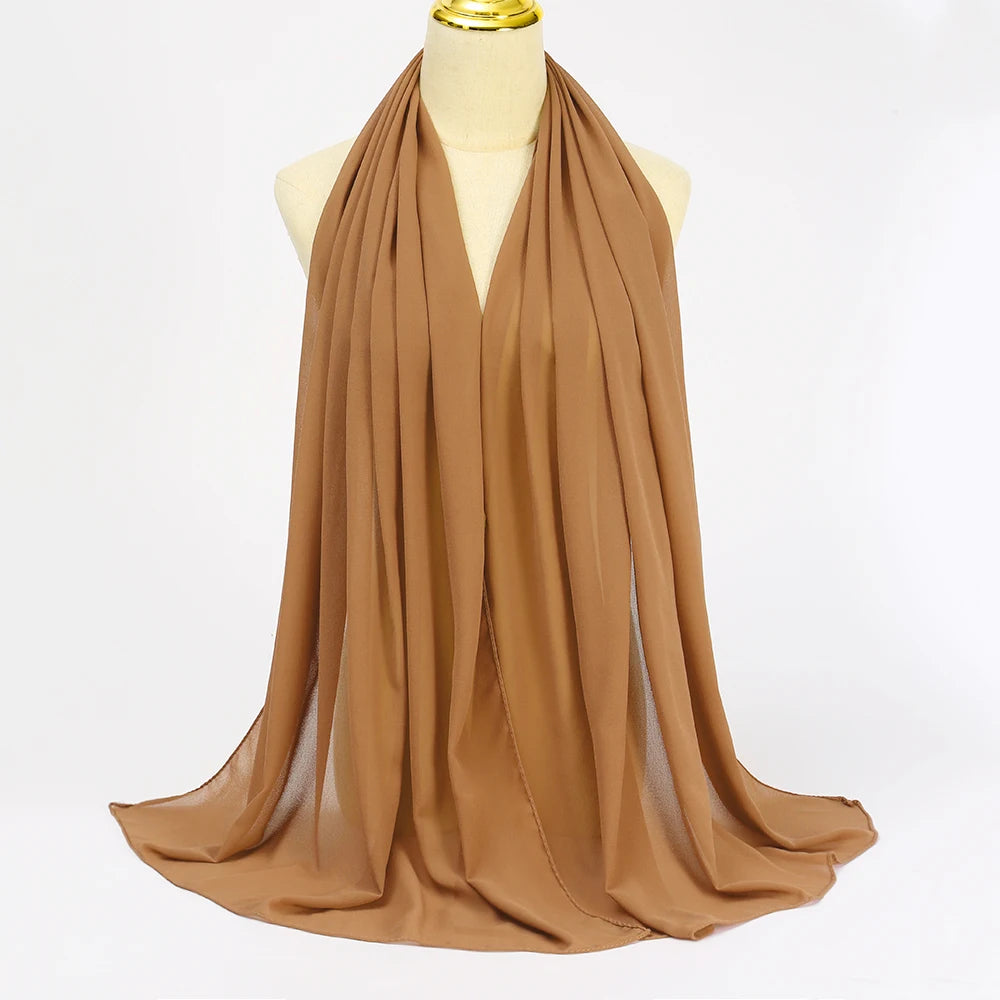 Muslim chiffon hijab scarf in elegant brown colour for versatile styling and comfort