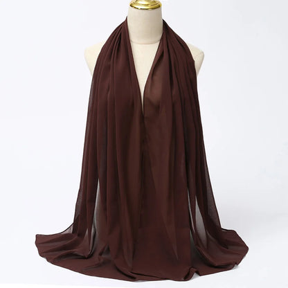Luxurious brown muslim chiffon hijab scarf offering lightweight and elegant styling options