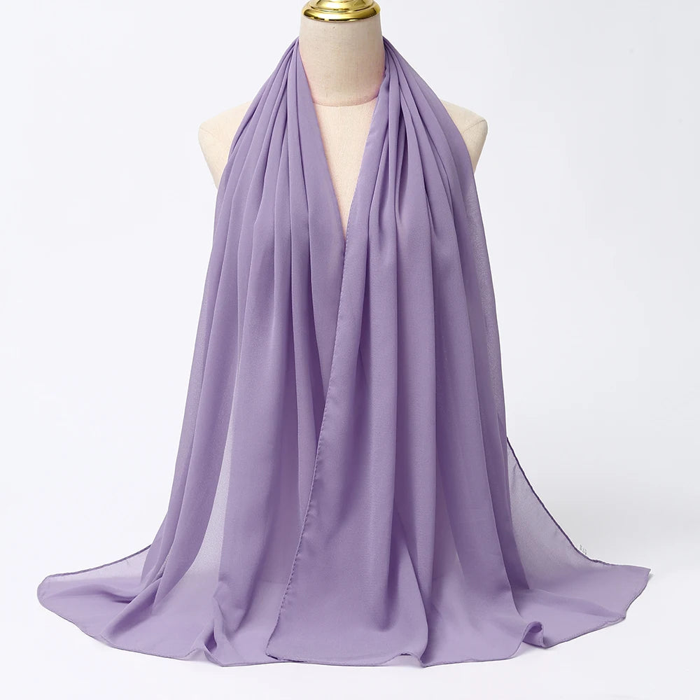 Lavender muslim chiffon hijab scarf for stylish and elegant everyday wear