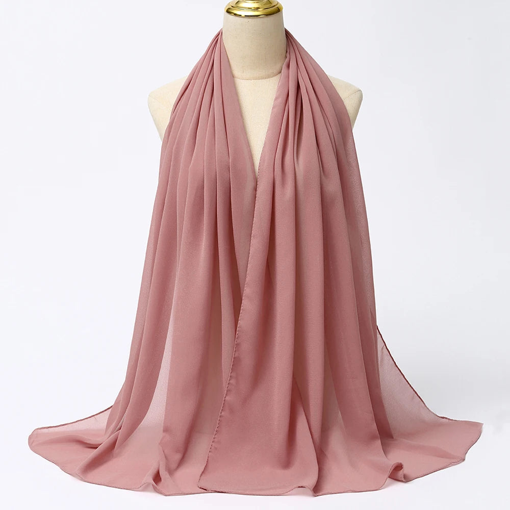 Soft Pink Muslim Chiffon Hijab Scarf by VaultHaus for Elegant Styling