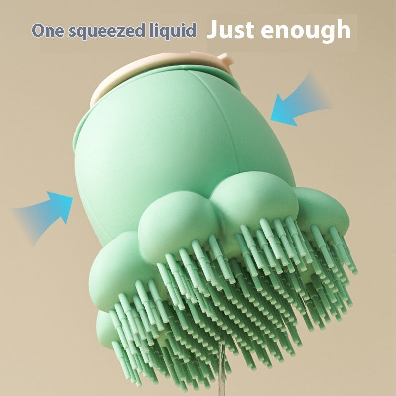 VaultHaus Dog Silicone Shower Brush mint green paw shaped scrubber with soft bristles and squeeze dispenser for pet bathing