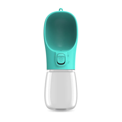 VaultHaus portable dog water bottle with teal foldable drinking bowl and clear water container