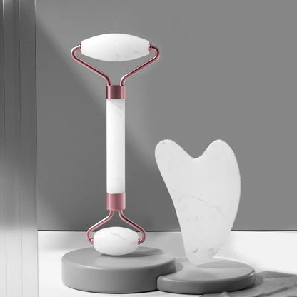 2Pcs Roller Guasha Board Resin Scraper Facial Massager with marble design for skincare routine