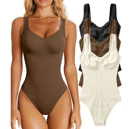 Stylish women's jumpsuit in brown with three additional color options displayed for versatile fashion choices