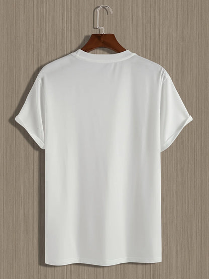 VaultHaus summer cotton slim fit tee in white with a classic back design for casual wear