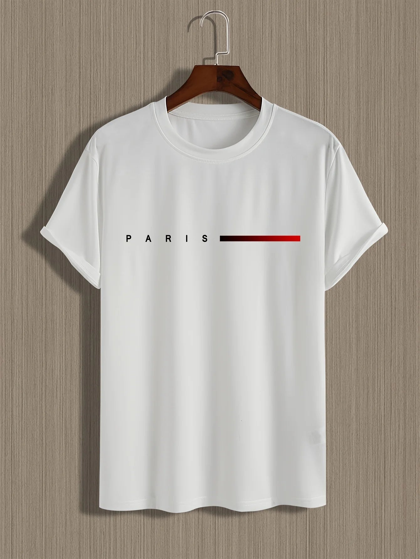 VaultHaus summer cotton slim fit tee in white with 'PARIS' graphic design on the front