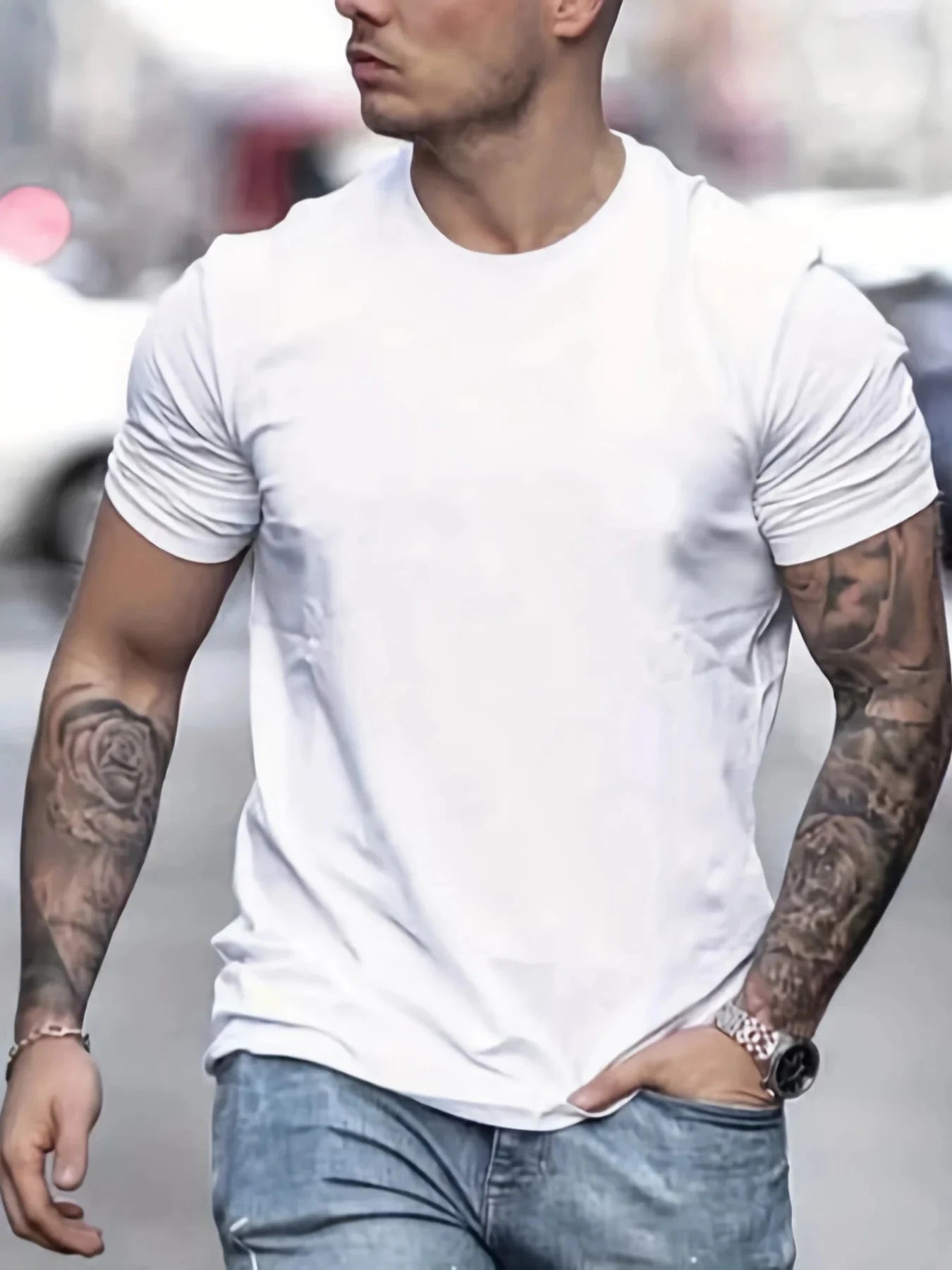 VaultHaus summer cotton slim fit tee in white, perfect for casual outings and warm weather