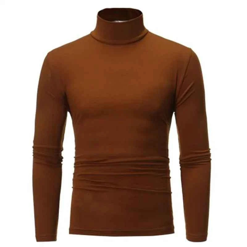 VaultHaus thin lightweight men's thermal top in brown for comfortable layering in cooler weather
