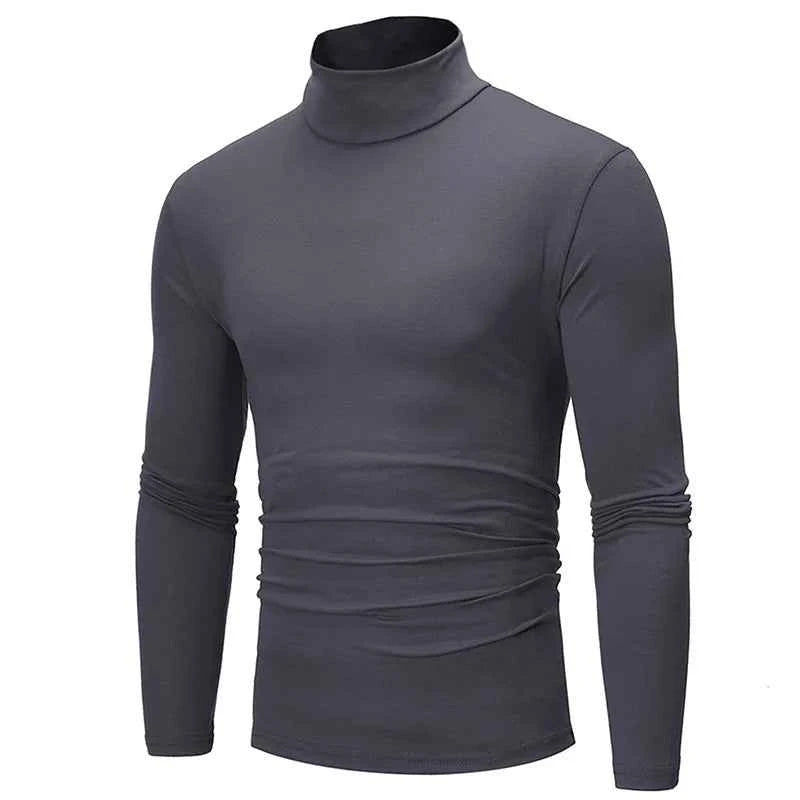 VaultHaus thin lightweight men's thermal top in grey with a stylish mock neck design.