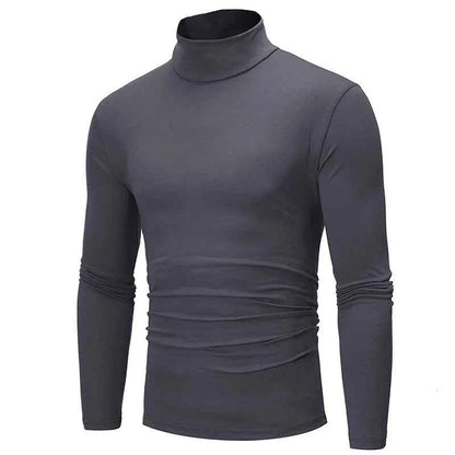 VaultHaus thin lightweight men's thermal top in grey with a stylish mock neck design.