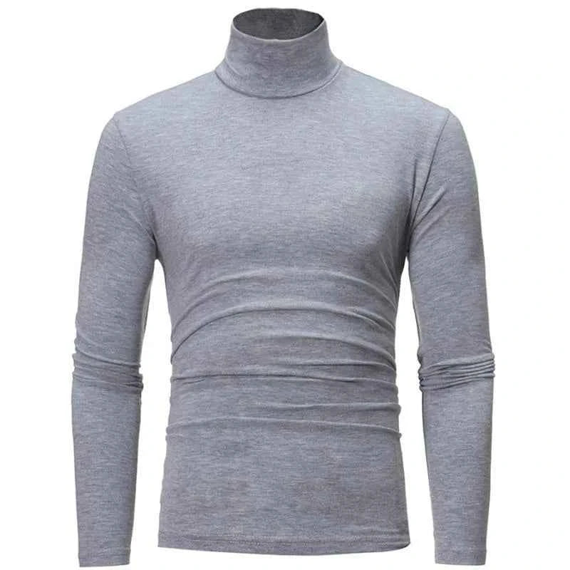 VaultHaus thin lightweight men's thermal top in grey with a stylish mock neck design