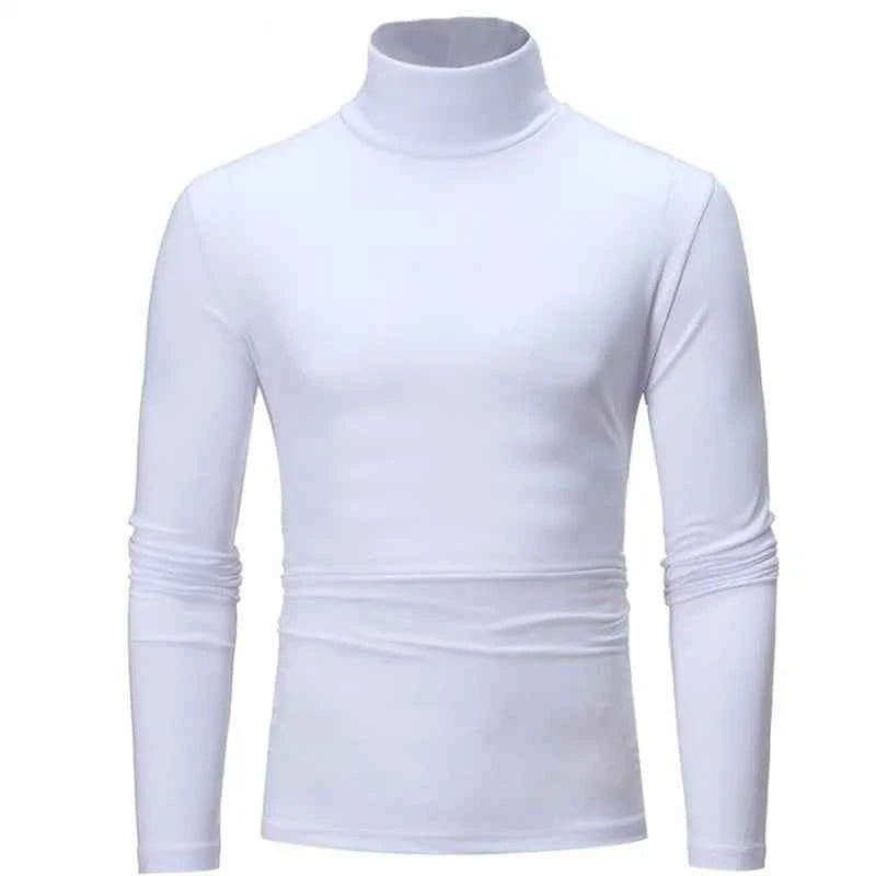 Thin lightweight men's thermal top in white, perfect for layering and warmth during colder months