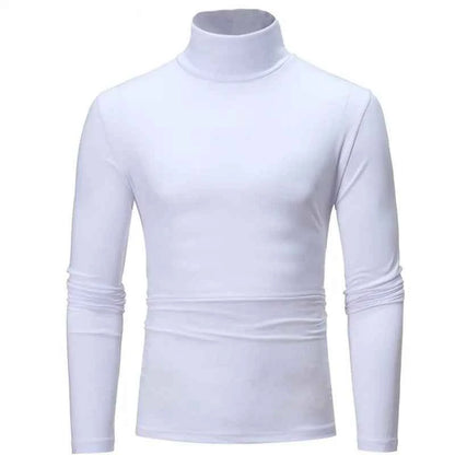 Thin lightweight men's thermal top in white, perfect for layering and warmth during colder months