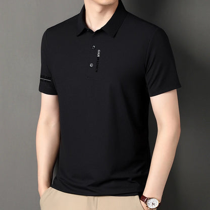 Stylish black short sleeve solid colour polo for men by VaultHaus, perfect for casual and formal wear.