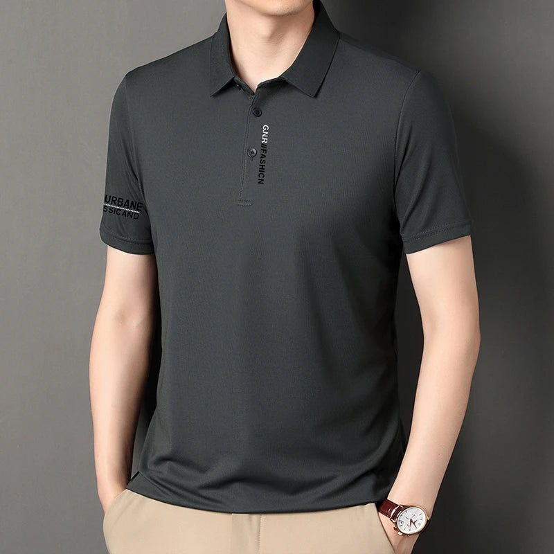 VaultHaus short sleeve solid colour polo for men in dark grey with a stylish design