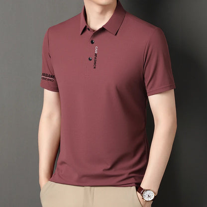 Men's short sleeve solid colour polo for men in burgundy with stylish branding detail