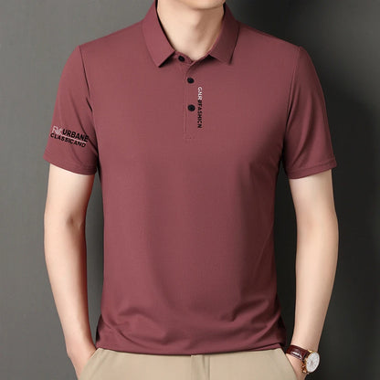 Maroon short sleeve solid colour polo for men with a stylish design and comfortable fit
