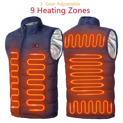 Men's Heated Vest for Camping with 9 Heating Zones and USB Heating for outdoor activities