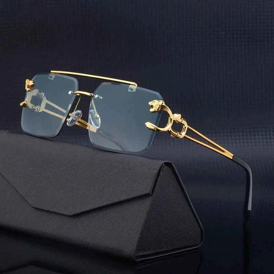 Luxury Rimless Sunglasses with Gold Accents