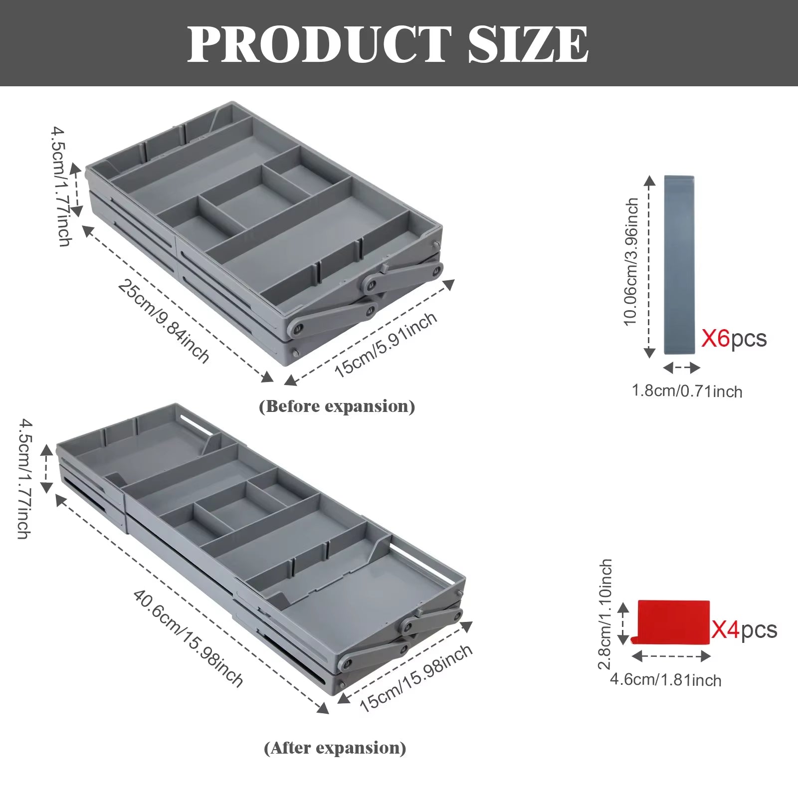 Expandable multi-tier storage trays for kitchen with collapsible design and multiple compartments for organization