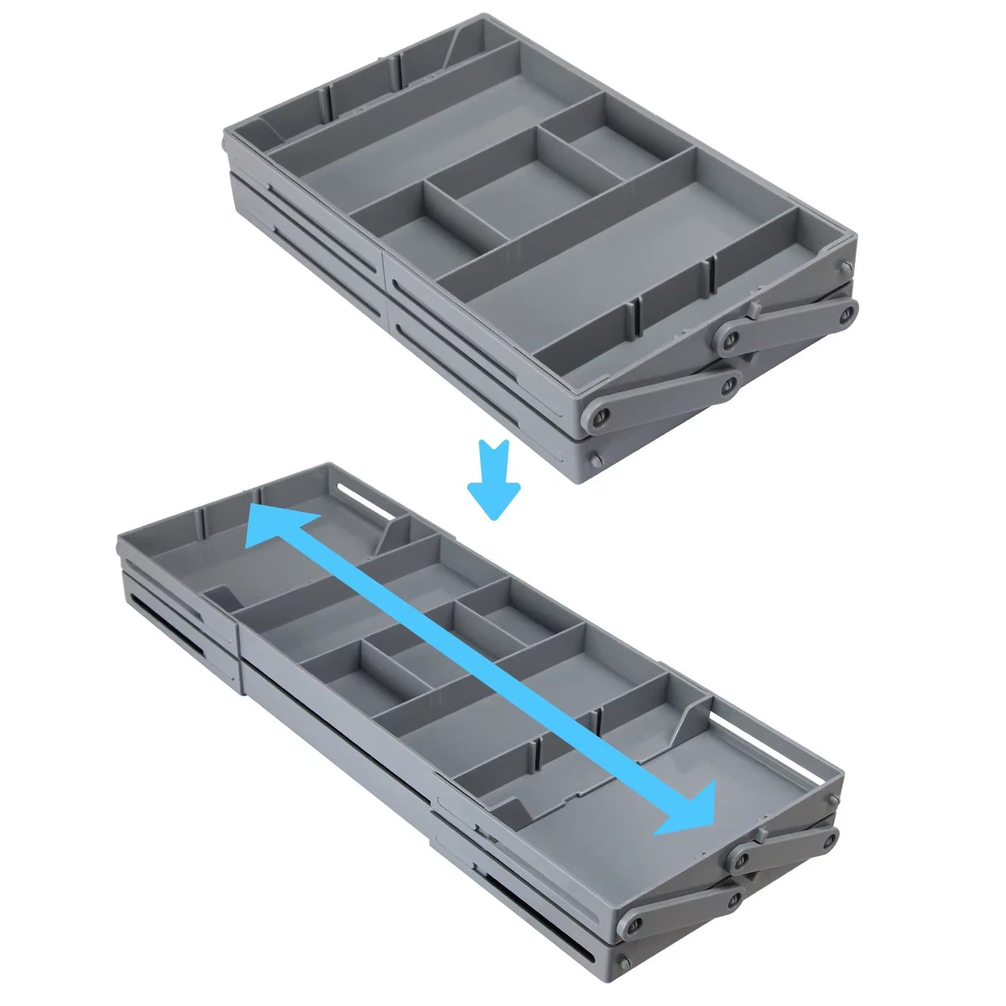 VaultHaus collapsible multi-tier storage trays for kitchen with expandable and adjustable compartments for organization