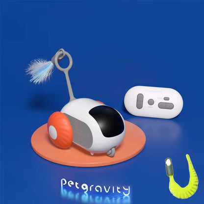Smart moving Cat & Dog ball interactive car toy with remote control and feather attachment for indoor play
