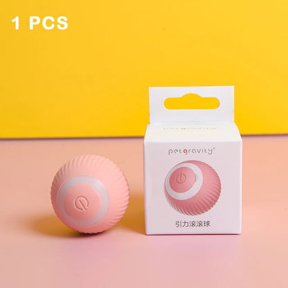 Smart moving Cat & Dog ball in pink with textured surface and packaging for interactive pet playtime