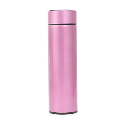 Smart stainless steel water bottle in pink, leak proof and double walled for hot and cold drinks