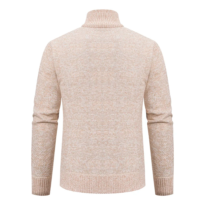 Back view of solid color men's fleece sweater from VaultHaus in a cozy design for autumn and winter