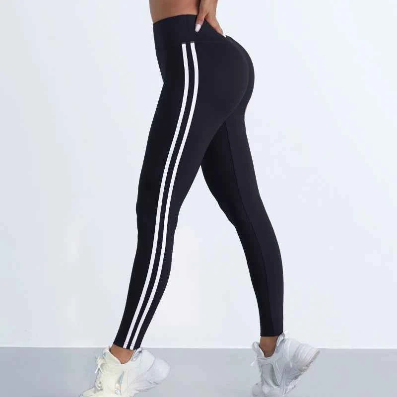 Women's Striped Sport Pants for Fitness and Running